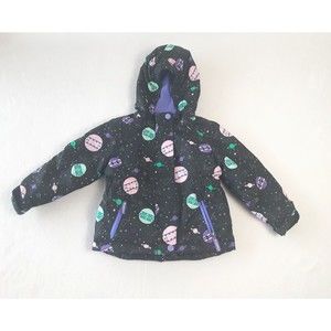 Cat & Jack Toddler Puffed Jack Purple/Black/Pink/Green Doble Front Zip Size 2T